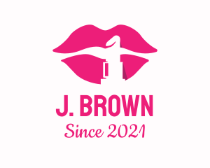 Cosmetics - Pink Lipstick Silhouette logo design