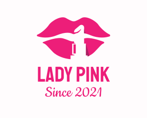 Pink Lipstick Silhouette logo design