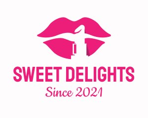 Pink Lipstick Silhouette logo design