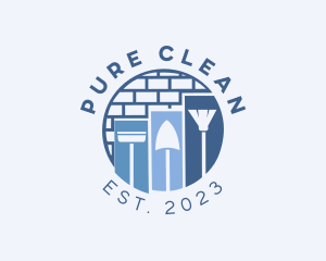 Brick Wall Cleaning Tools logo design