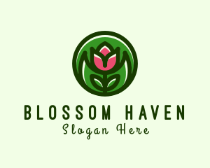 Flowering - Tulip Flower Gardening logo design