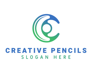 Gradient Crescent C logo design