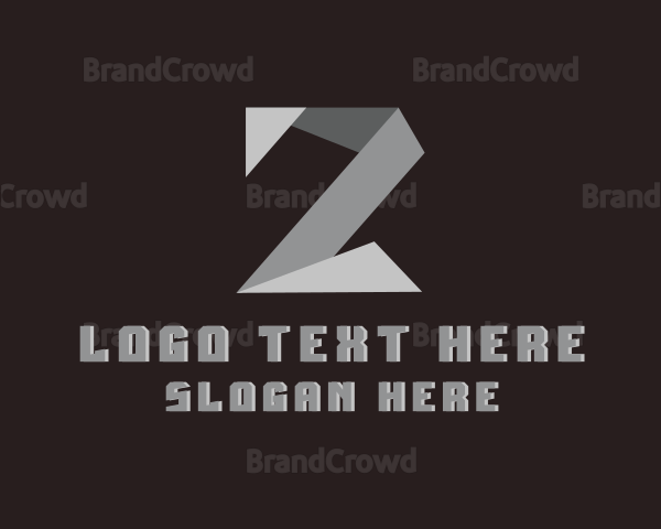 Origami Fold Structure Letter Z Logo