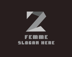 Origami Fold Structure Letter Z Logo