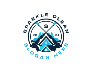 Cleaning - Pressure Washer Cleaning Housekeeping logo design