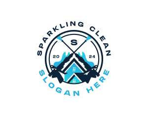Cleaning - Pressure Washer Cleaning Housekeeping logo design