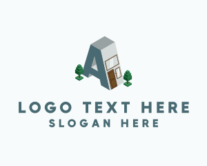 3d - Modern Building Letter A logo design