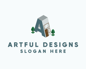 Modern Building Letter A logo design