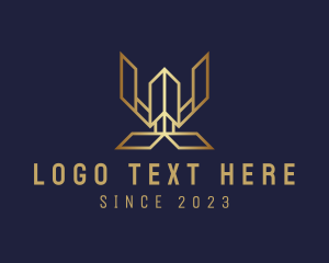 Geometric - Premium Golden Letter W Hotel logo design