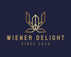 Premium Golden Letter W Hotel logo design