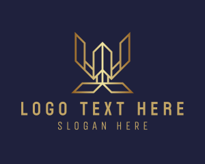 Premium Golden Letter W Hotel Logo