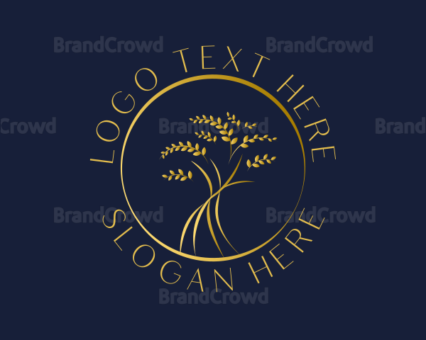 Gold Tree Leaves Logo