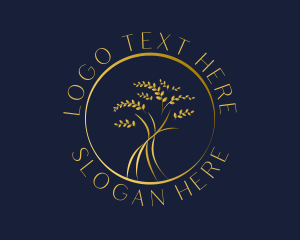 Environment - Gold Tree Leaves logo design