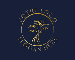 Golden - Gold Tree Leaves logo design