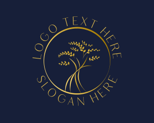 Agriculture - Gold Tree Leaves logo design