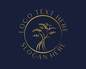 Gold Tree Leaves Logo