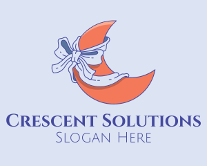 Crescent Moon Ribbon logo design