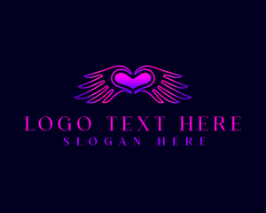 Angel - Love Heart Wings logo design