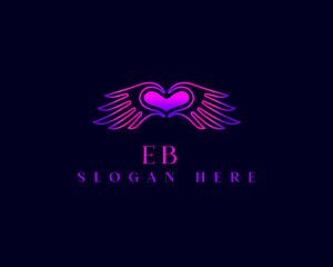 Spiritual - Love Heart Wings logo design