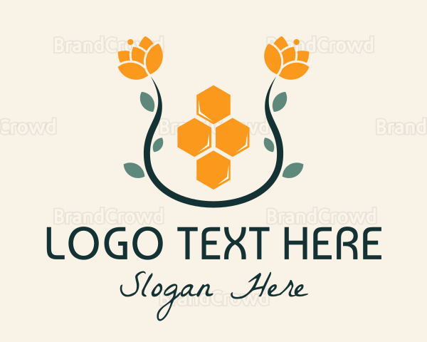 Floral Honey Honeycomb Logo