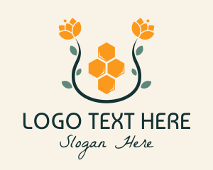 Floral - Floral Honey Honeycomb logo design