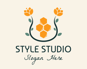 Floral Honey Honeycomb  logo design