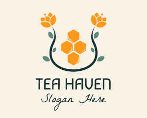 Floral Honey Honeycomb  logo design