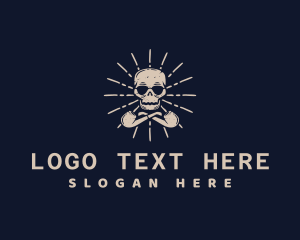 Skull - Tobacco Pipe Skull logo design