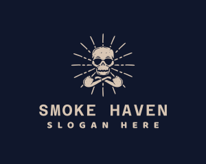 Tobacco Pipe Skull  logo design