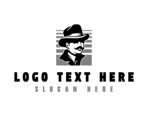 Spy Inspector Mustache logo design