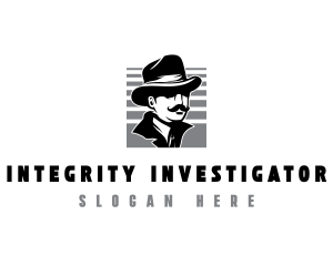 Spy Inspector Mustache logo design