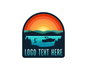 Vacation - Waterskiing Lake Vacation logo design