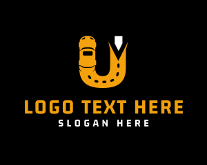 Parking Lot - Car Driving Letter U logo design