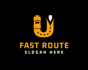 Route - Car Driving Letter U logo design