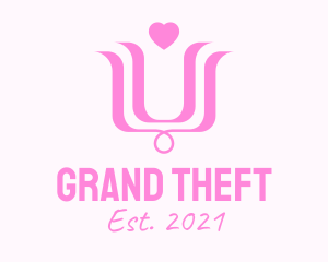 Valentine - Pink Heart Flower logo design