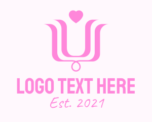 Flower Shop - Pink Heart Flower logo design