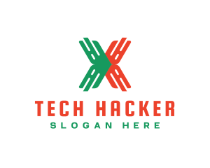 Hacking - Tech Network Letter X logo design