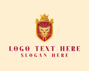 Crown - Lion Crown Shield logo design