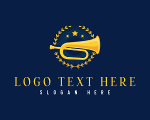 Flugelhorn - Musician Trumpet Wreath logo design
