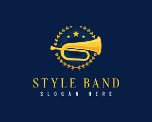 Musician Trumpet Wreath logo design