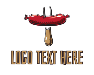 Texas - Sausage BBQ Barbecue logo design