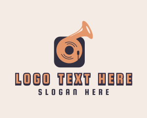 Vinyl - Retro Record Player logo design