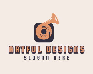 Retro Record Player logo design