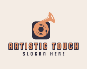 Retro Record Player logo design