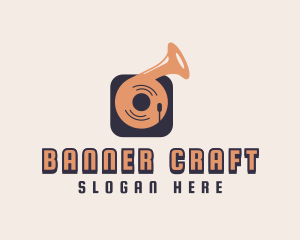 Retro Record Player logo design