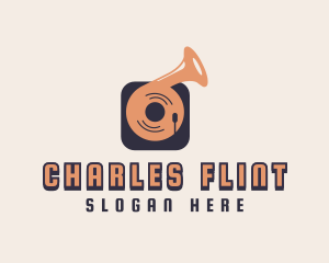 Retro Record Player logo design