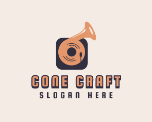 Retro Record Player logo design