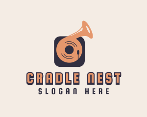 Retro Record Player logo design