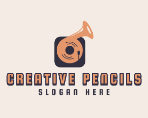 Retro Record Player logo design