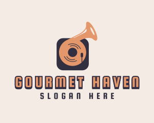 Retro Record Player logo design